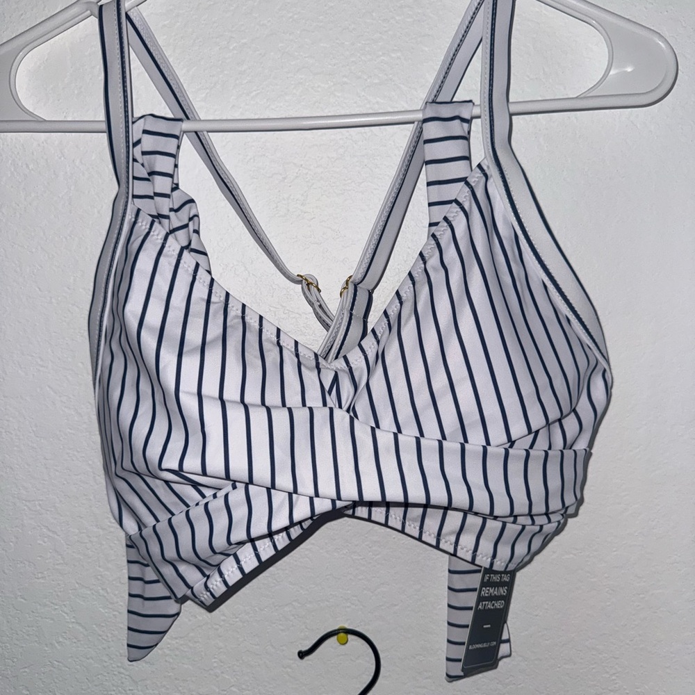 Striped White and Black bikini Top